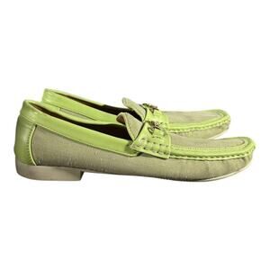 Montique International Loafers Men’s Size 10 Green Canvas Leather Trim Slip-On